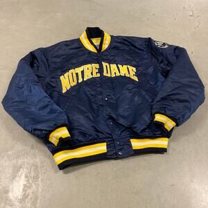 vintage starter notre dame satin bomber jacket